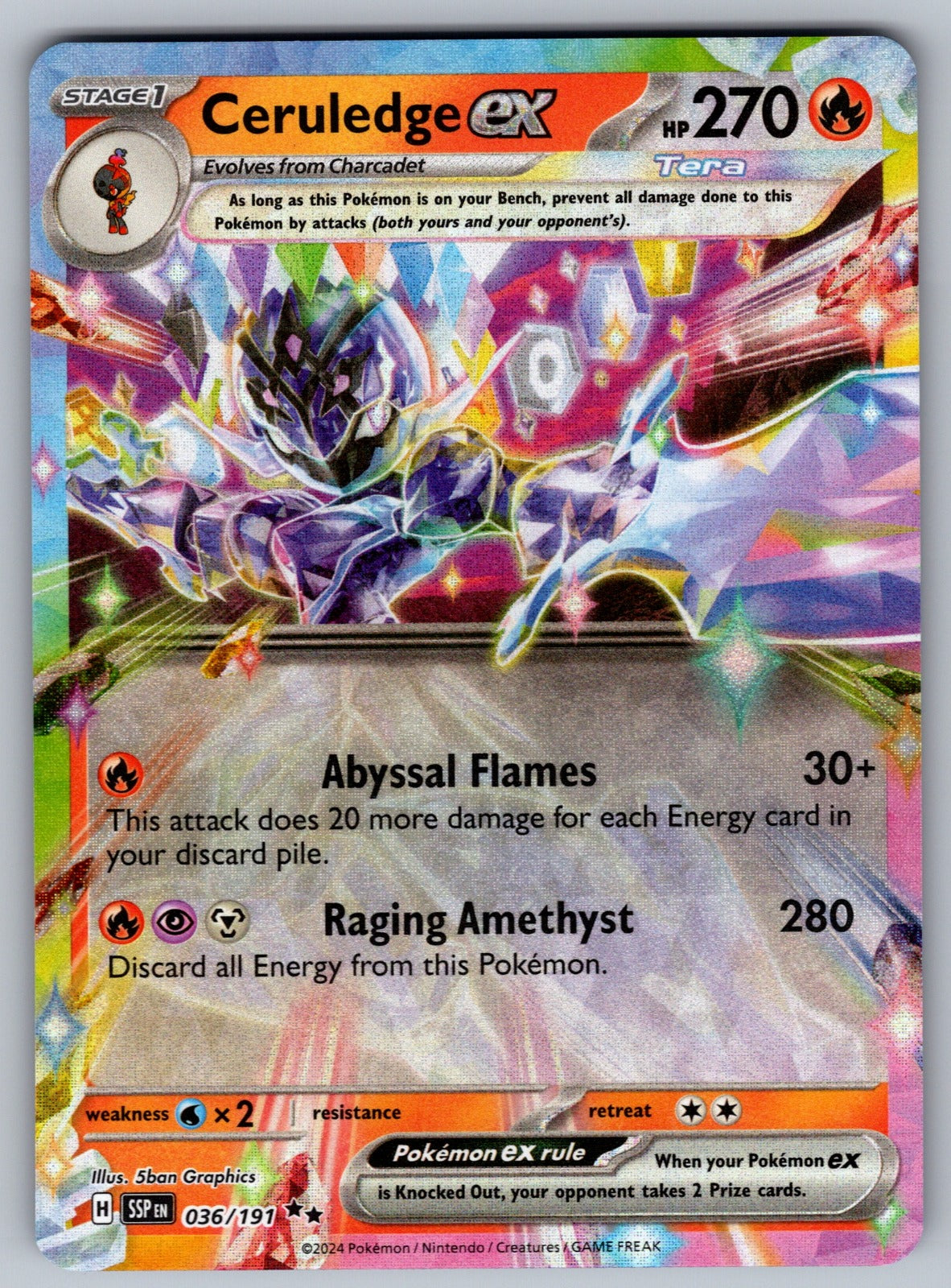 Ceruledge ex Holo Double Rare SV08: Surging Sparks 036/191 NM 2024