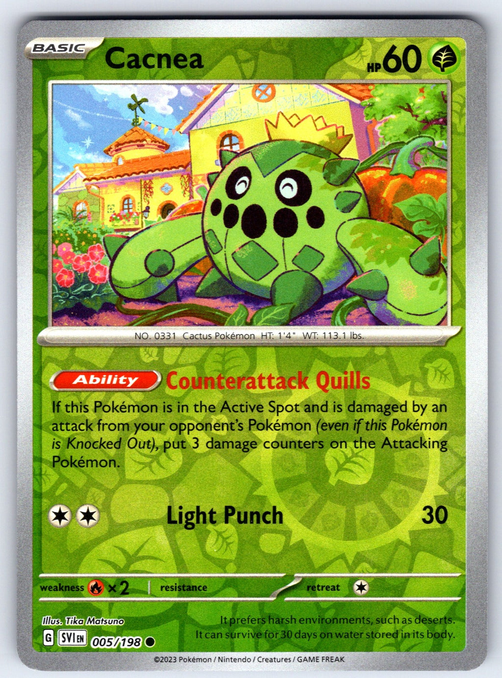 Cacnea Reverse Holo Common SV01: Scarlet & Violet Base Set 005/198 NM 2023
