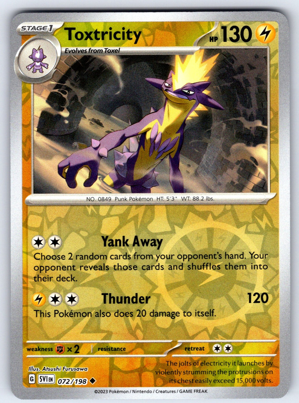 Toxtricity Reverse Holo Uncommon SV01: Scarlet & Violet Base Set 072/198 NM 2023