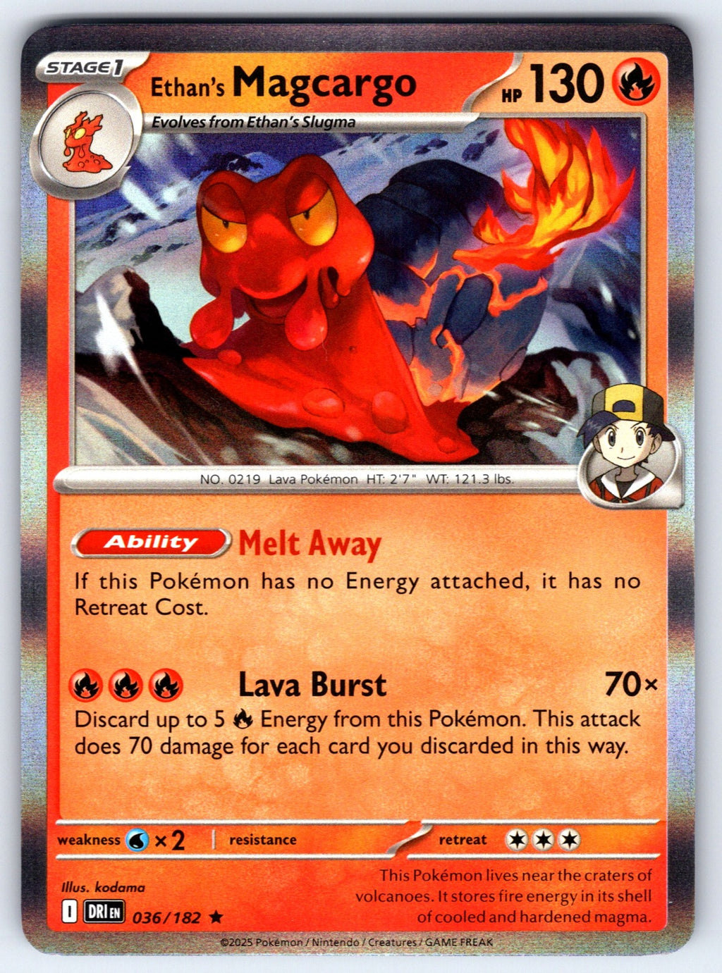 Ethan's Magcargo Holo Rare SV10: Destined Rivals 036/182 NM 2025