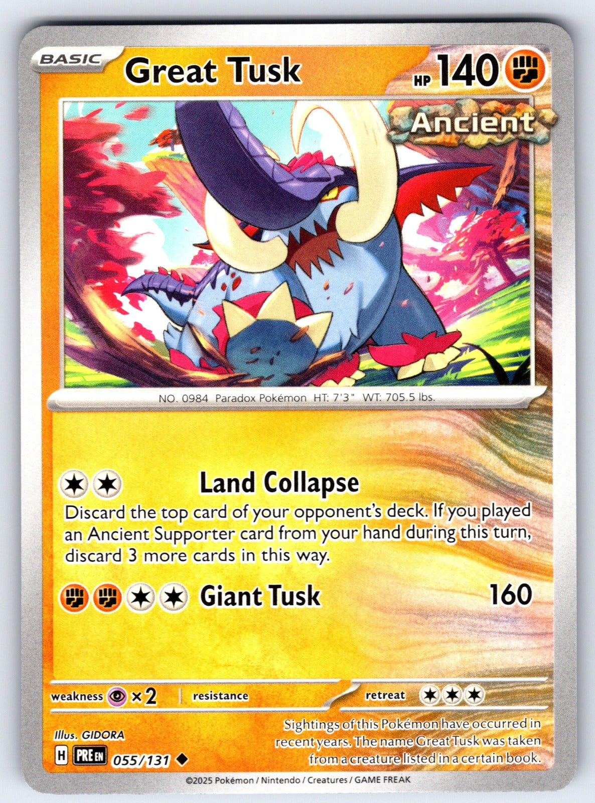 Great Tusk Uncommon SV: Prismatic Evolutions 055/131 NM 2025