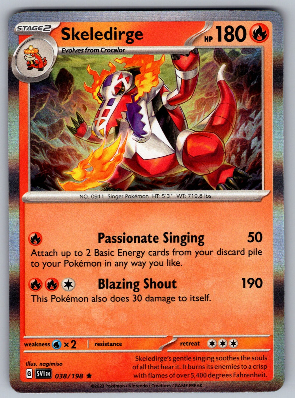 Skeledirge Holo Rare SV01: Scarlet & Violet Base Set 038/198 NM 2023