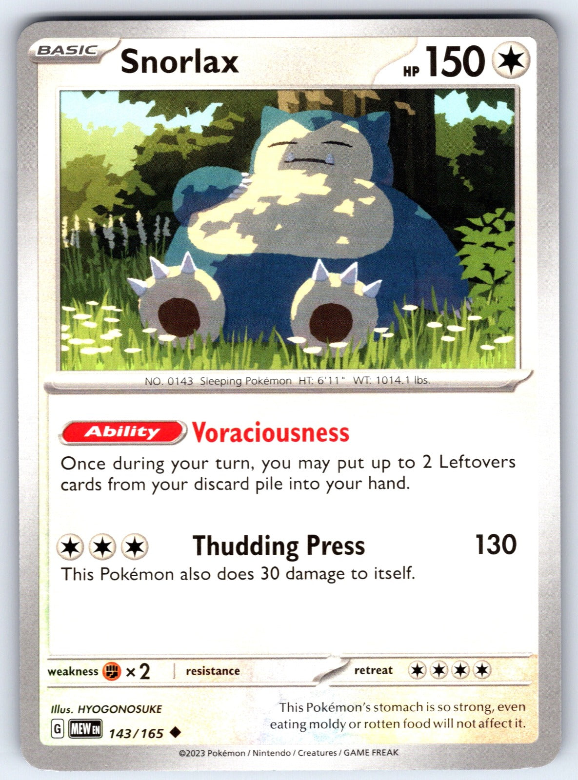 Snorlax Uncommon SV: Scarlet & Violet 151 143/165 NM 2023