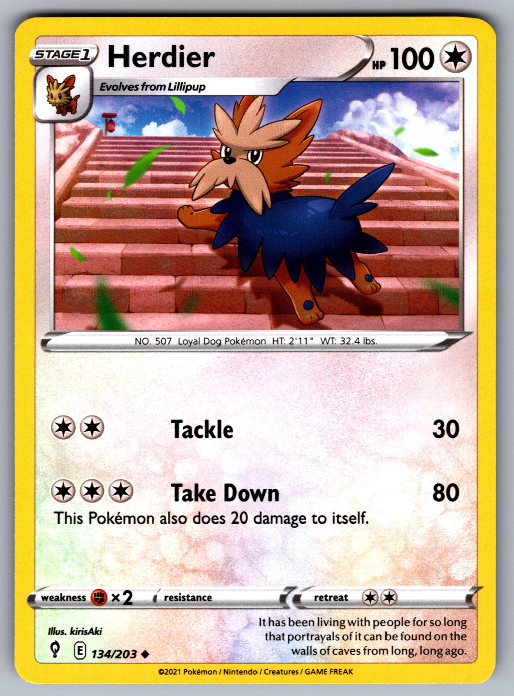 Herdier Uncommon SWSH07: Evolving Skies 134/203 NM 2021