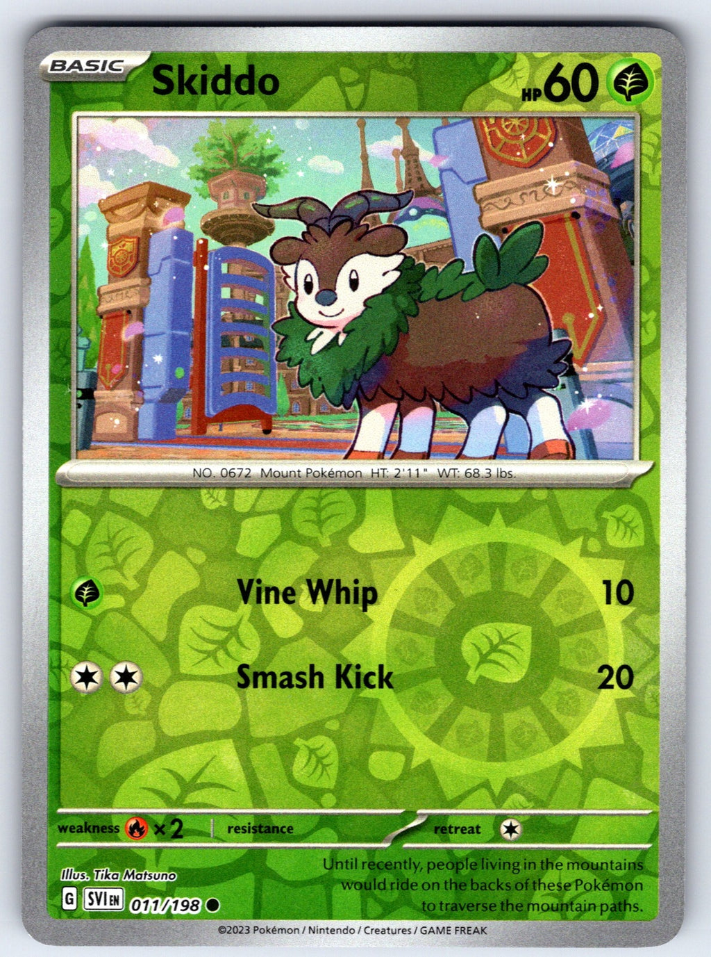 Skiddo Reverse Holo Common SV01: Scarlet & Violet Base Set 011/198 NM 2023