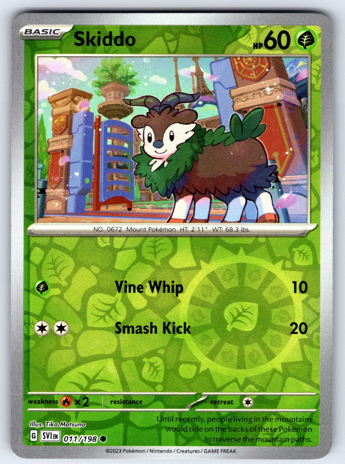 Skiddo Reverse Holo Common SV01: Scarlet & Violet Base Set 011/198 NM 2023