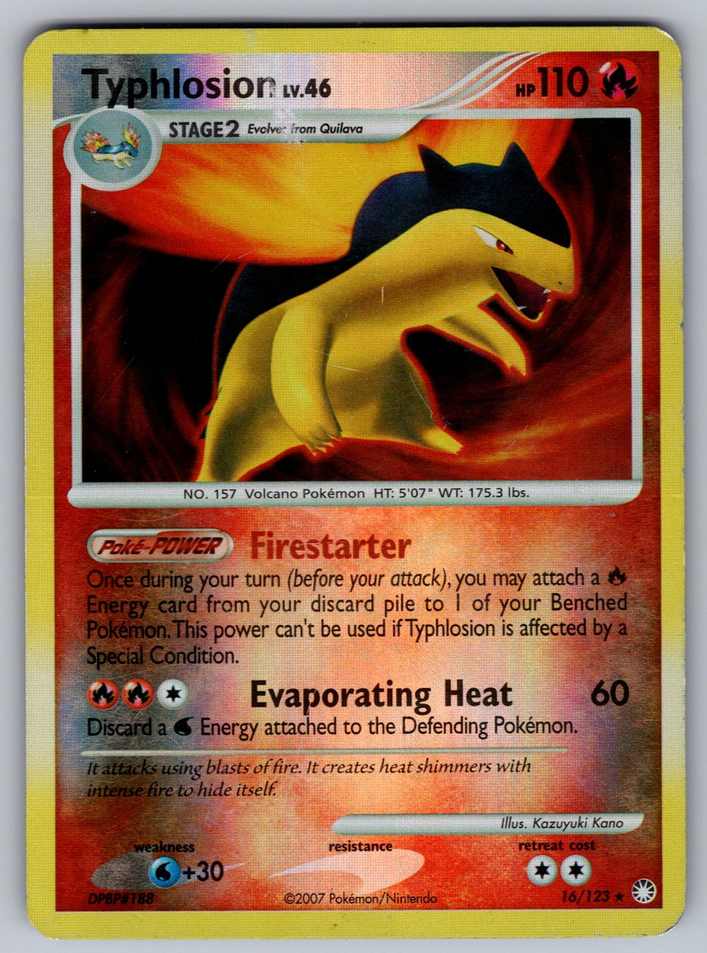 Typhlosion Holo Rare Mysterious Treasures 16/123 MP 2007