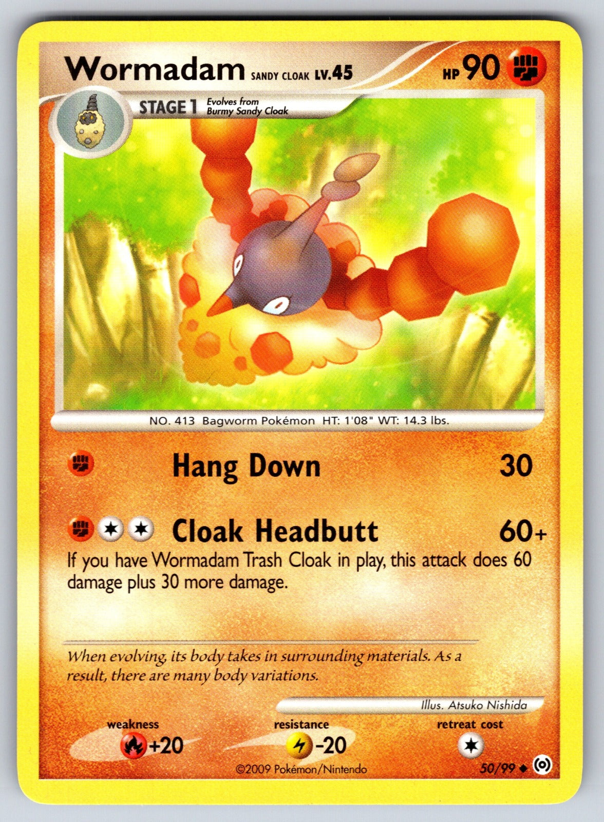 Wormadam Sandy Cloak Uncommon Arceus 50/99 LP 2009