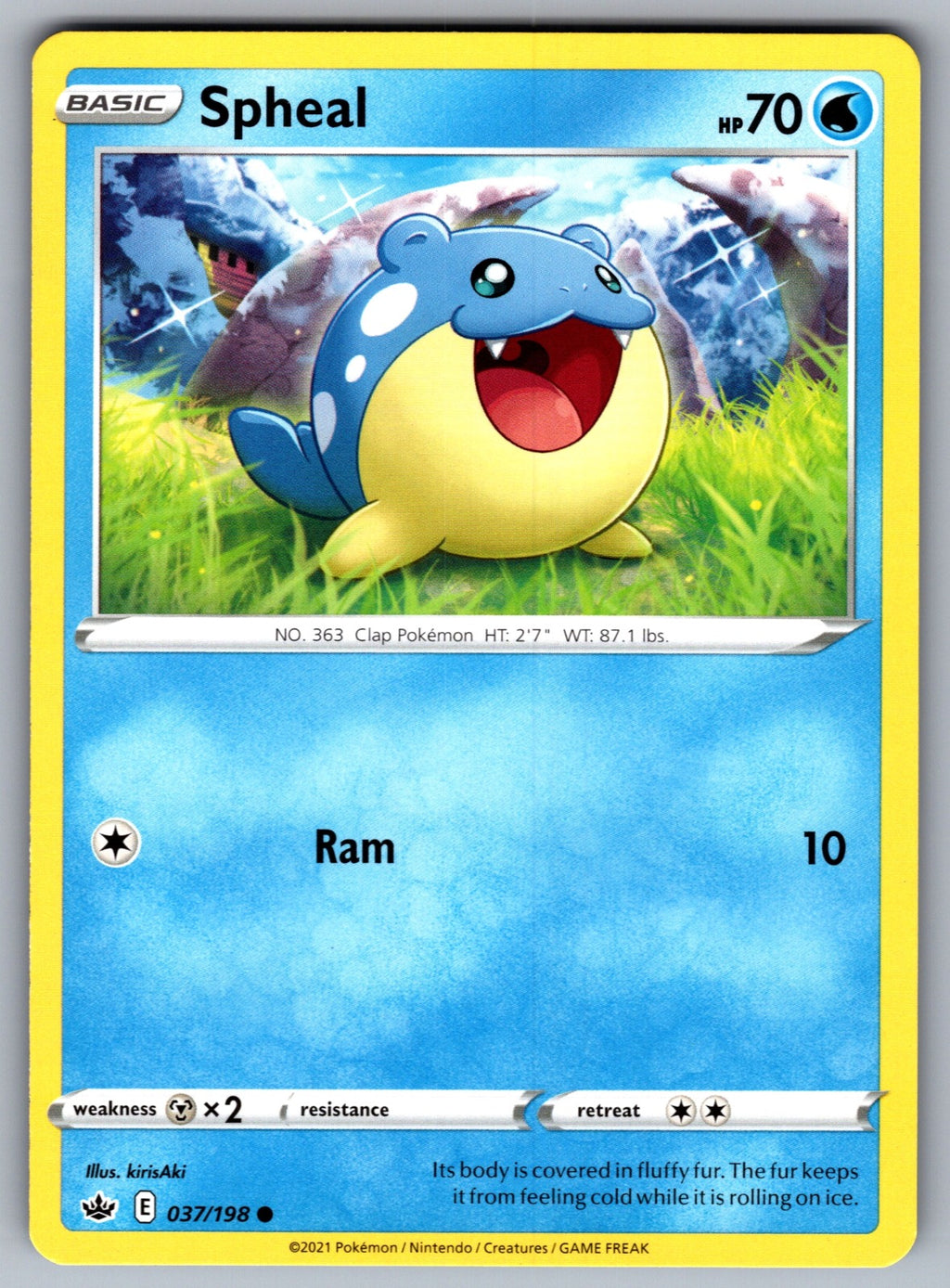 Spheal Common SWSH06: Chilling Reign 037/198 NM 2021