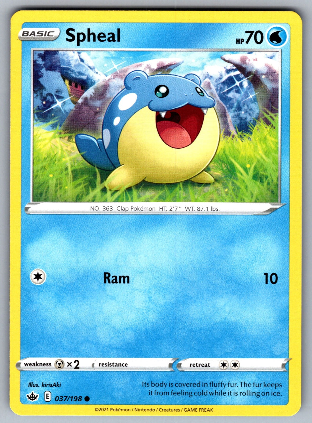 Spheal Common SWSH06: Chilling Reign 037/198 NM 2021