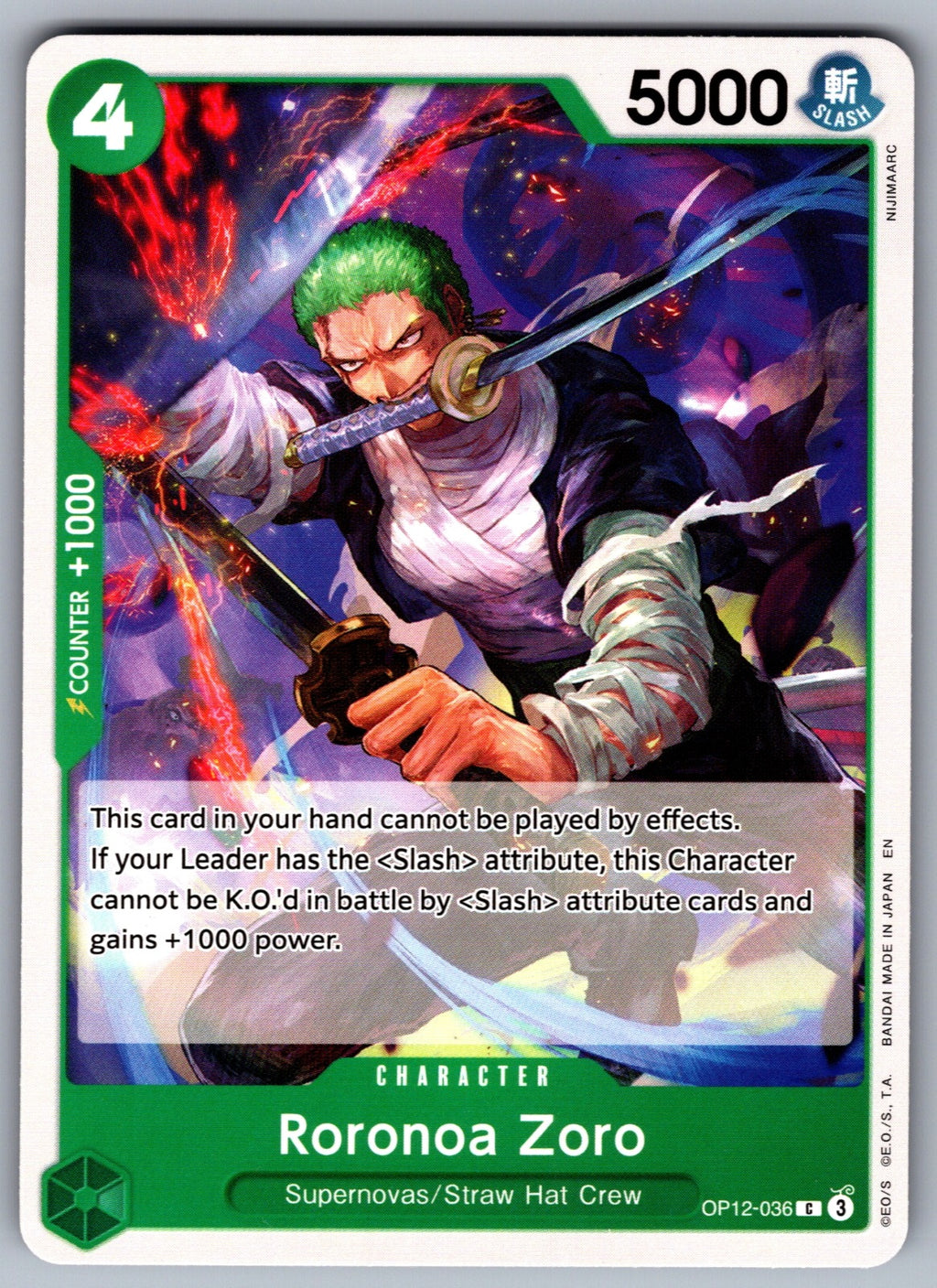 Roronoa Zoro (036) C Legacy of the Master OP12-036 NM 2025