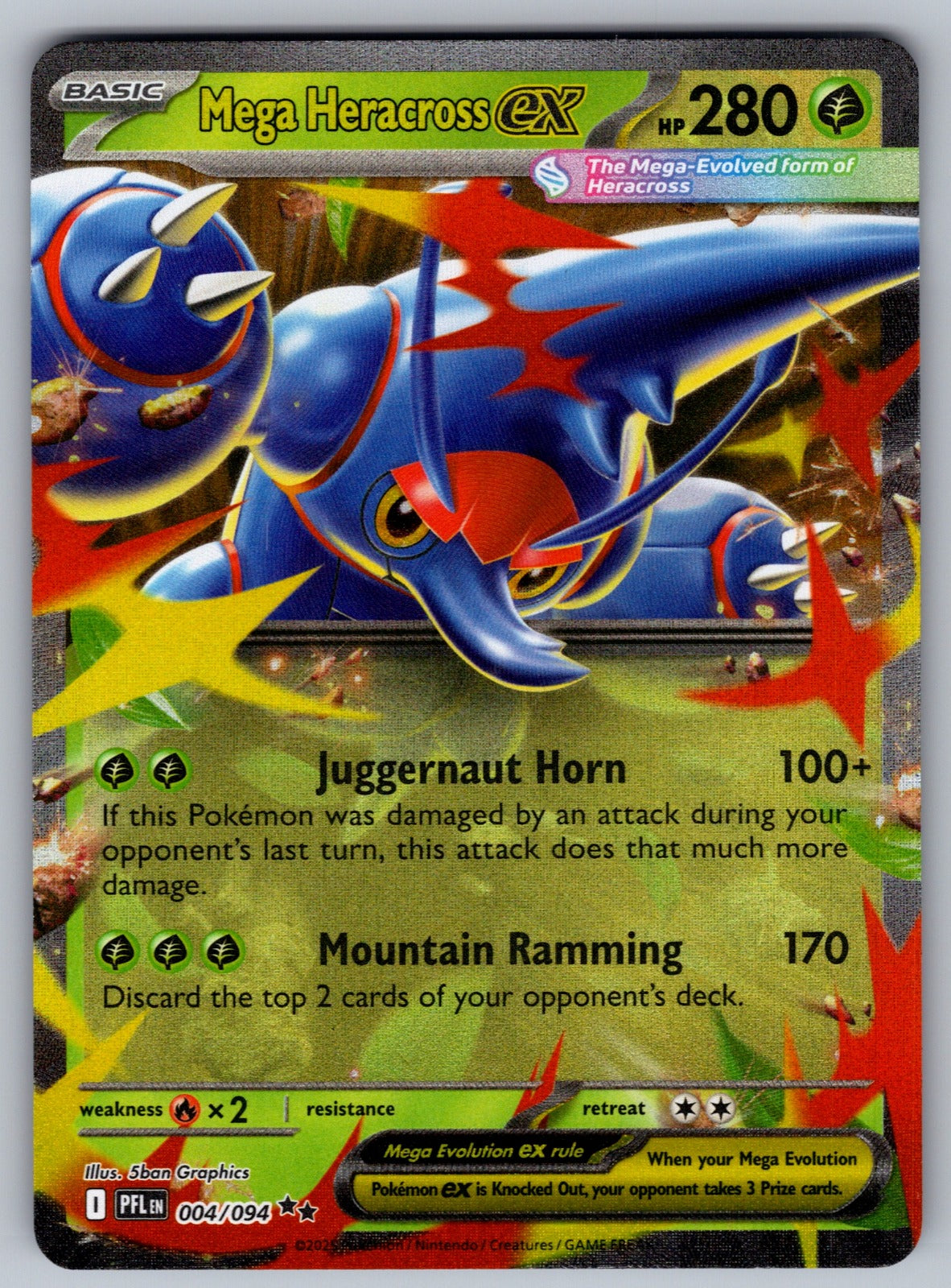 Mega Heracross ex - Holo Double Rare ME02: Phantasmal Flames 004/094 NM 2025