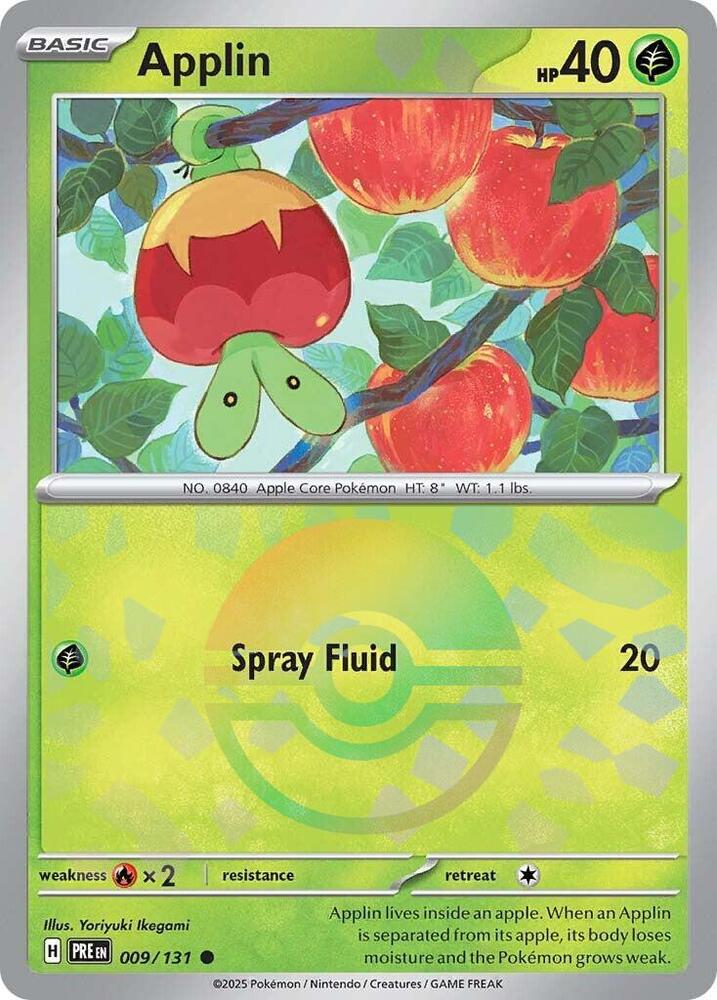 Applin (Poke Ball Pattern) Holo Common SV: Prismatic Evolutions 009/131 NM 2025