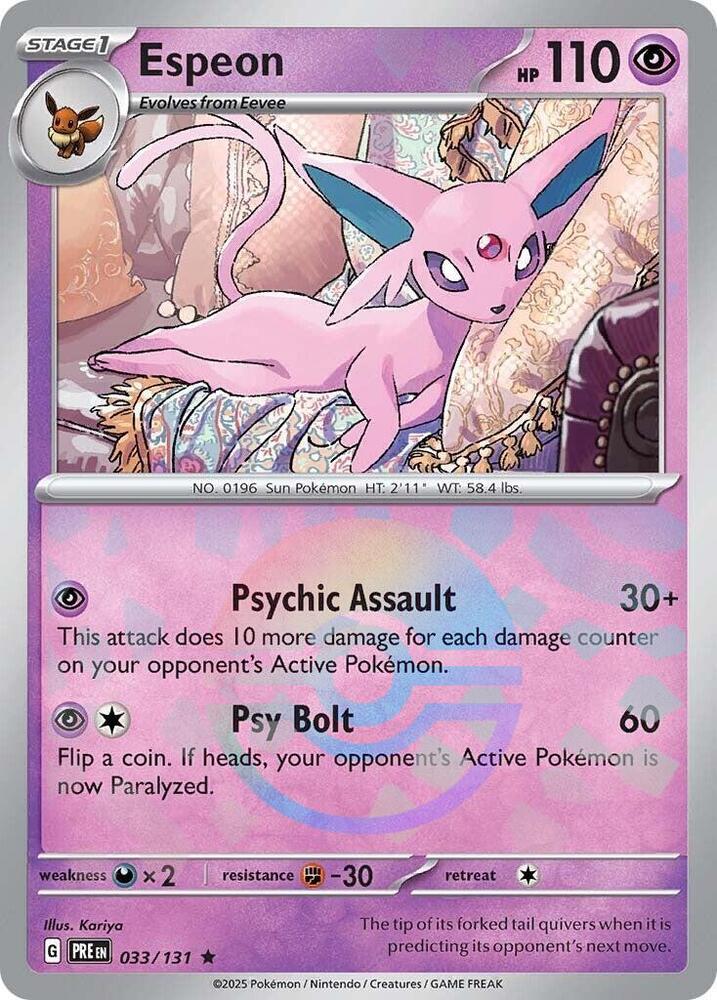 Espeon (Poke Ball Pattern) Holo Rare SV: Prismatic Evolutions 033/131 NM 2025
