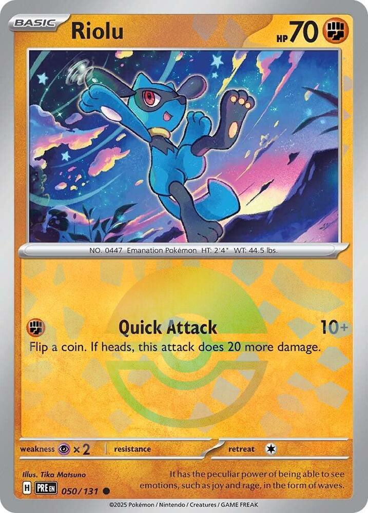 Riolu (Poke Ball Pattern) Holo Common SV: Prismatic Evolutions 050/131 NM 2025