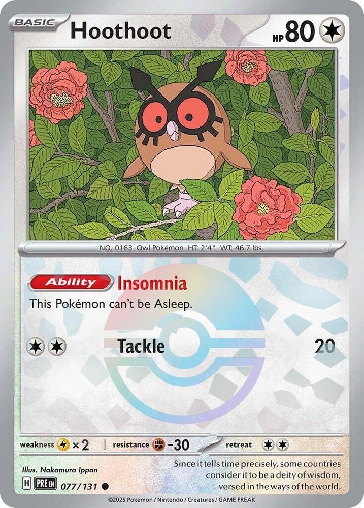 Hoothoot (Poke Ball Pattern) Holo Common SV: Prismatic Evolutions 077/131 NM 202