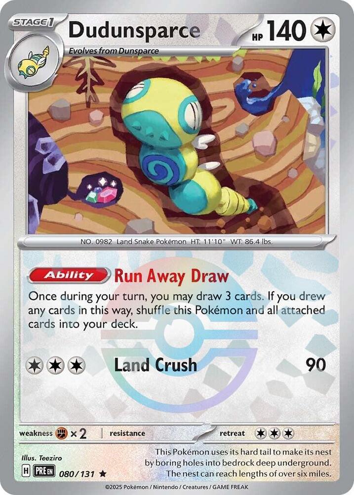 Dudunsparce (Poke Ball Pattern) Holo Rare SV: Prismatic Evolutions 080/131 NM 20