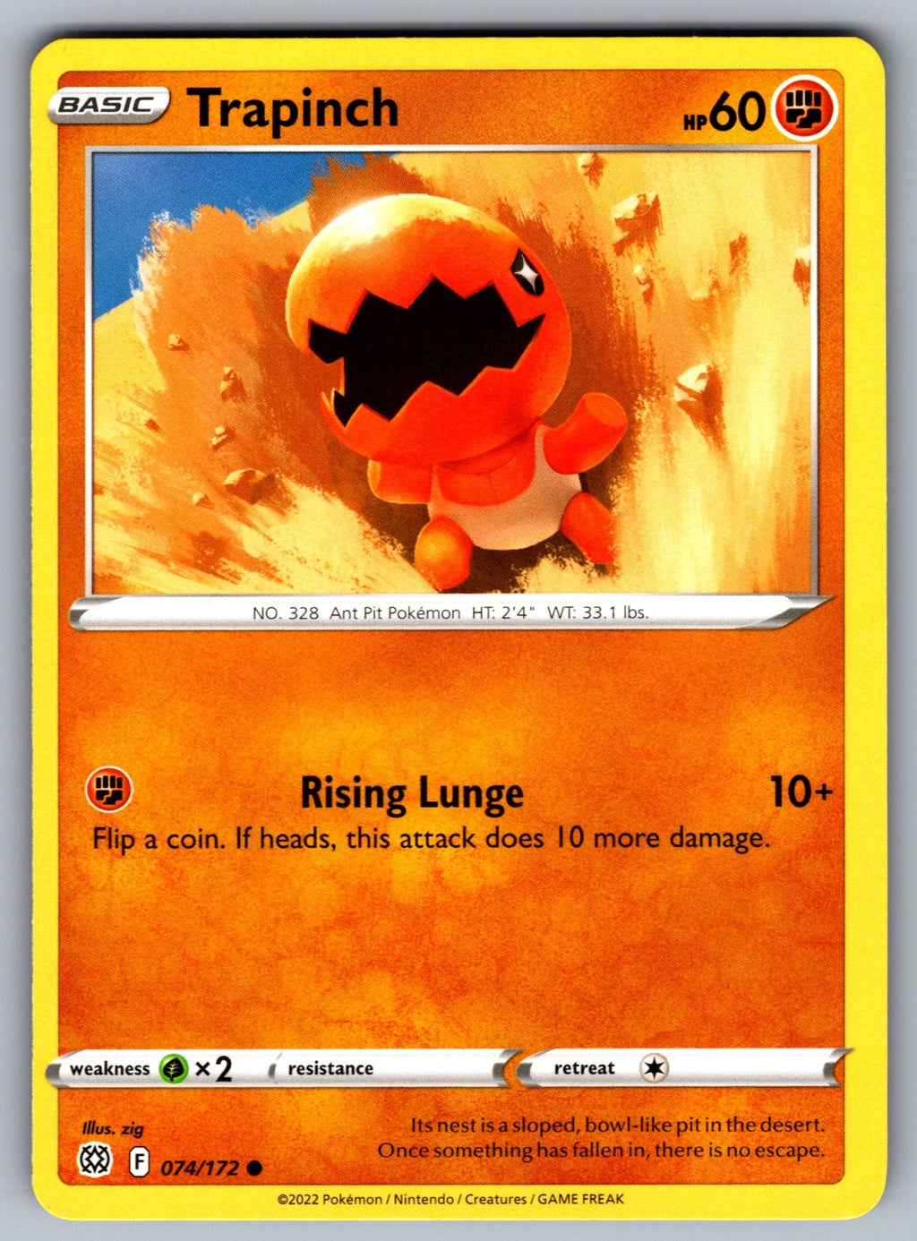 Trapinch Common SWSH09: Brilliant Stars 074/172 NM 2022