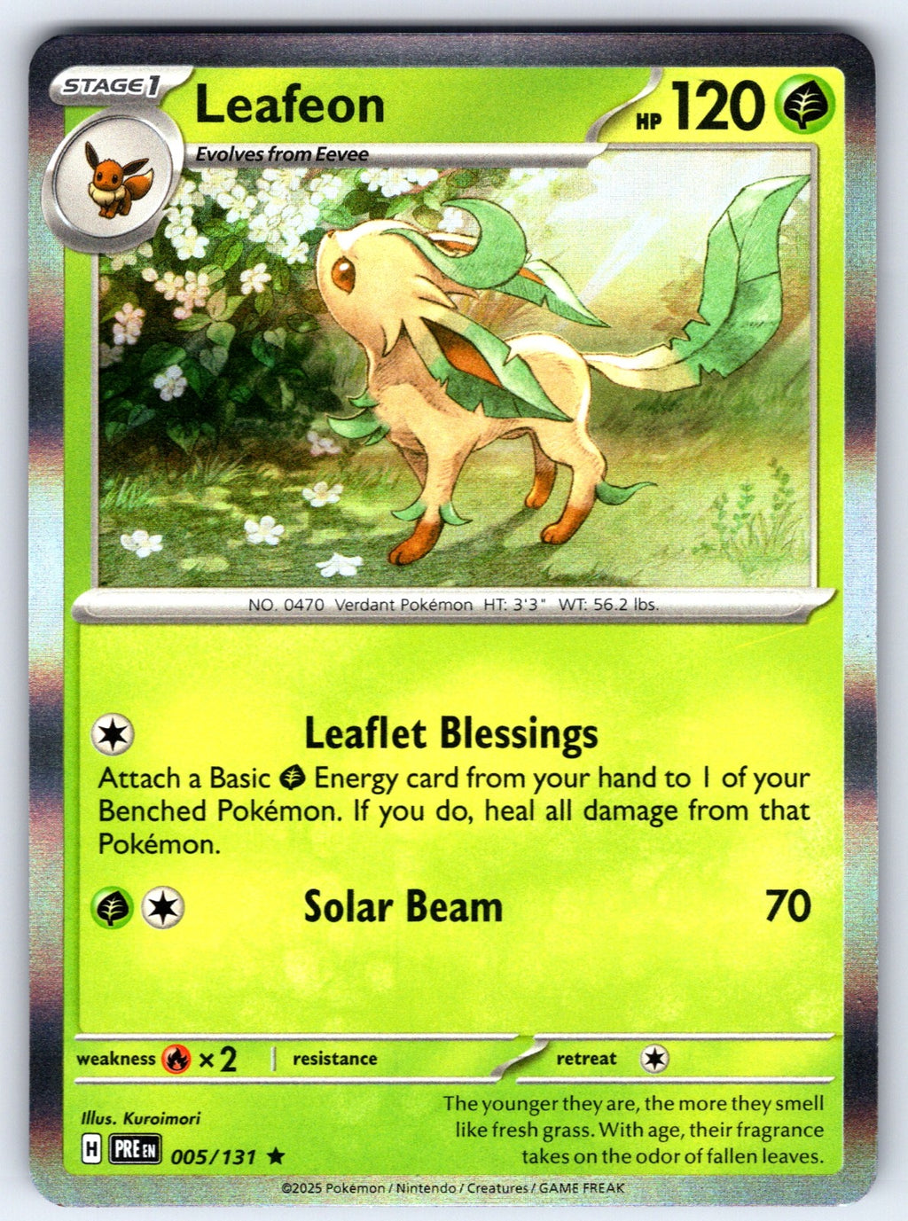 Leafeon Holo Rare SV: Prismatic Evolutions 005/131 NM 2025