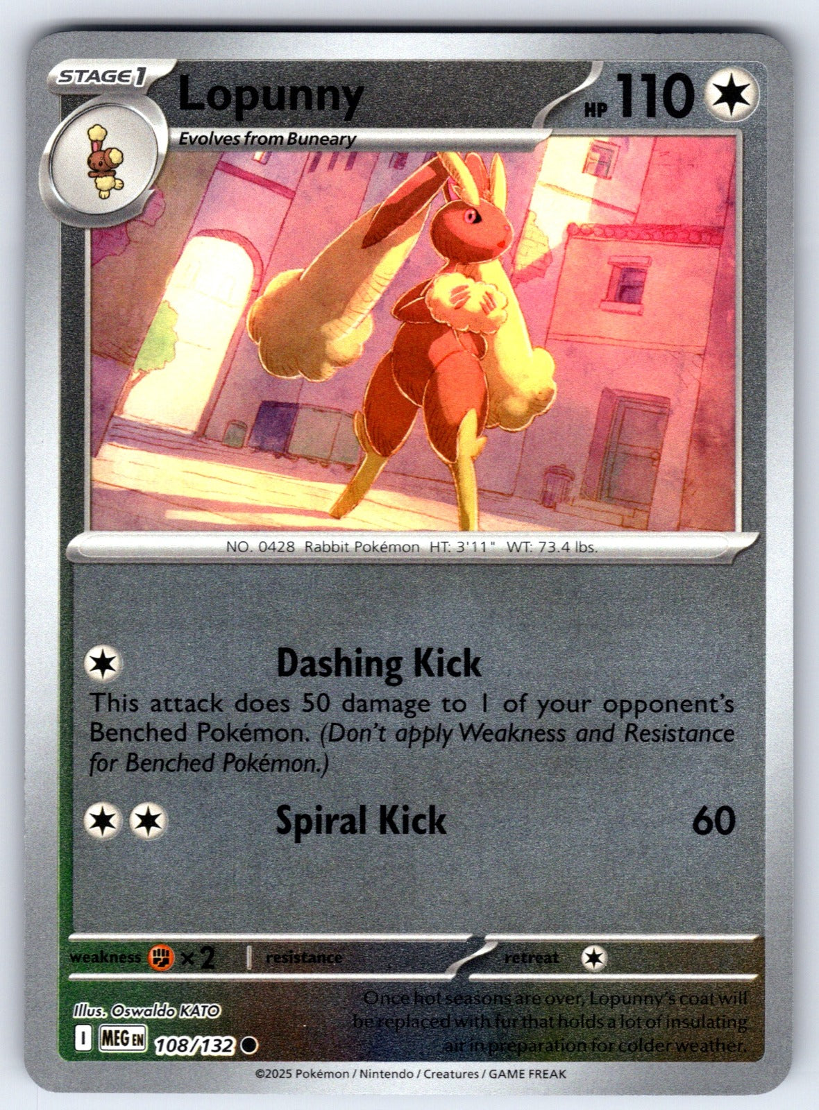 Lopunny Reverse Holo Common ME01: Mega Evolution 108/132 NM 2025