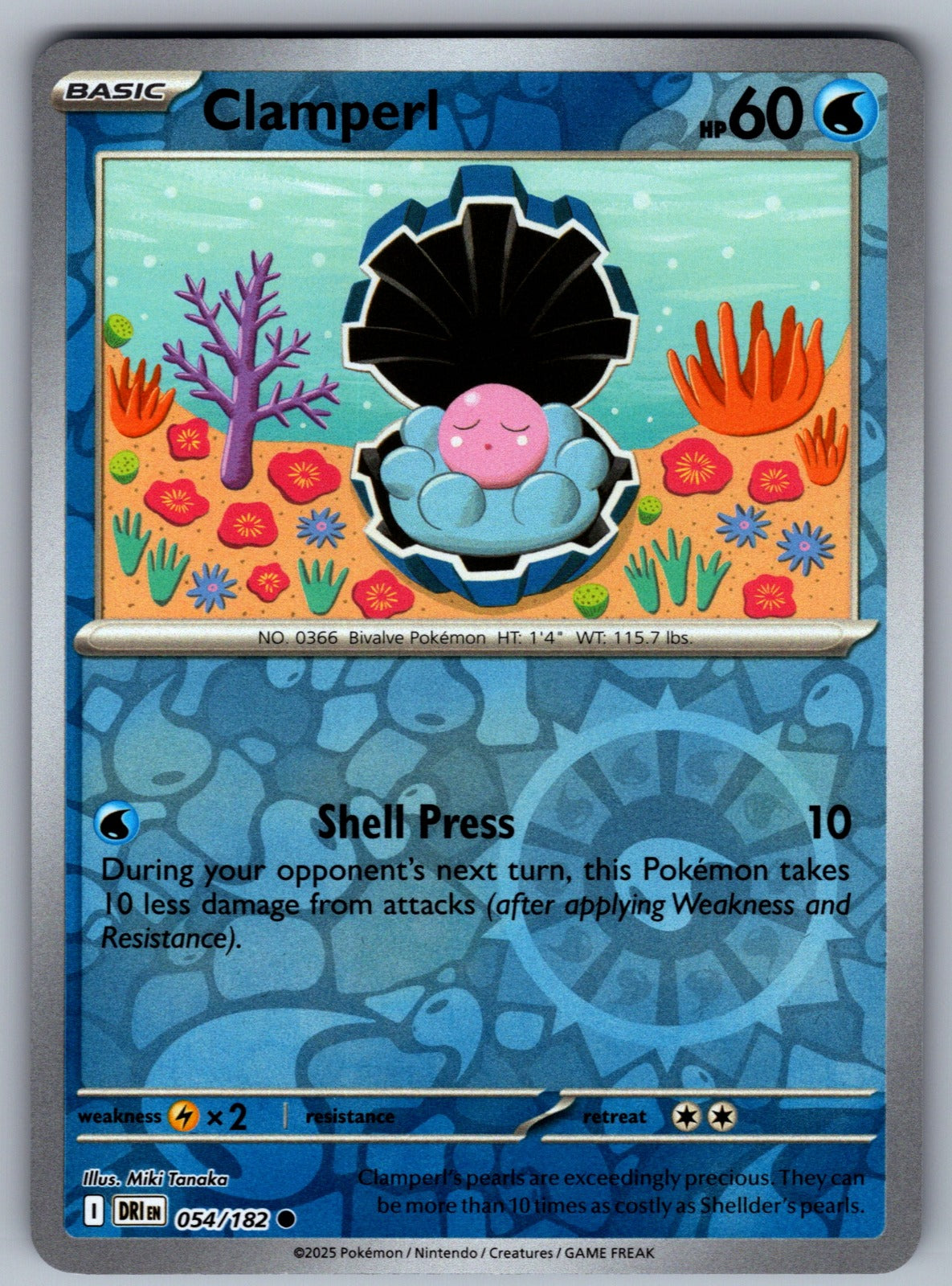 Clamperl Reverse Holo Common SV10: Destined Rivals 054/182 NM 2025