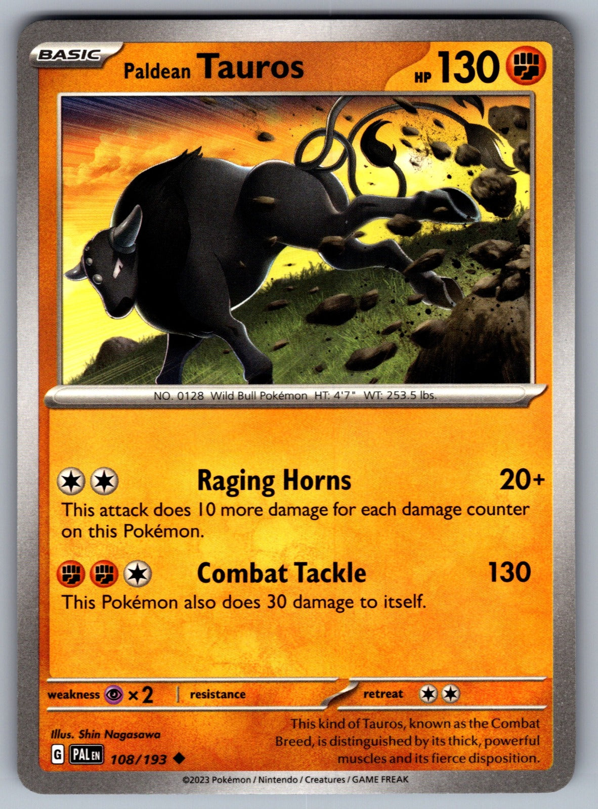 Paldean Tauros Uncommon SV02: Paldea Evolved 108/193 NM 2023