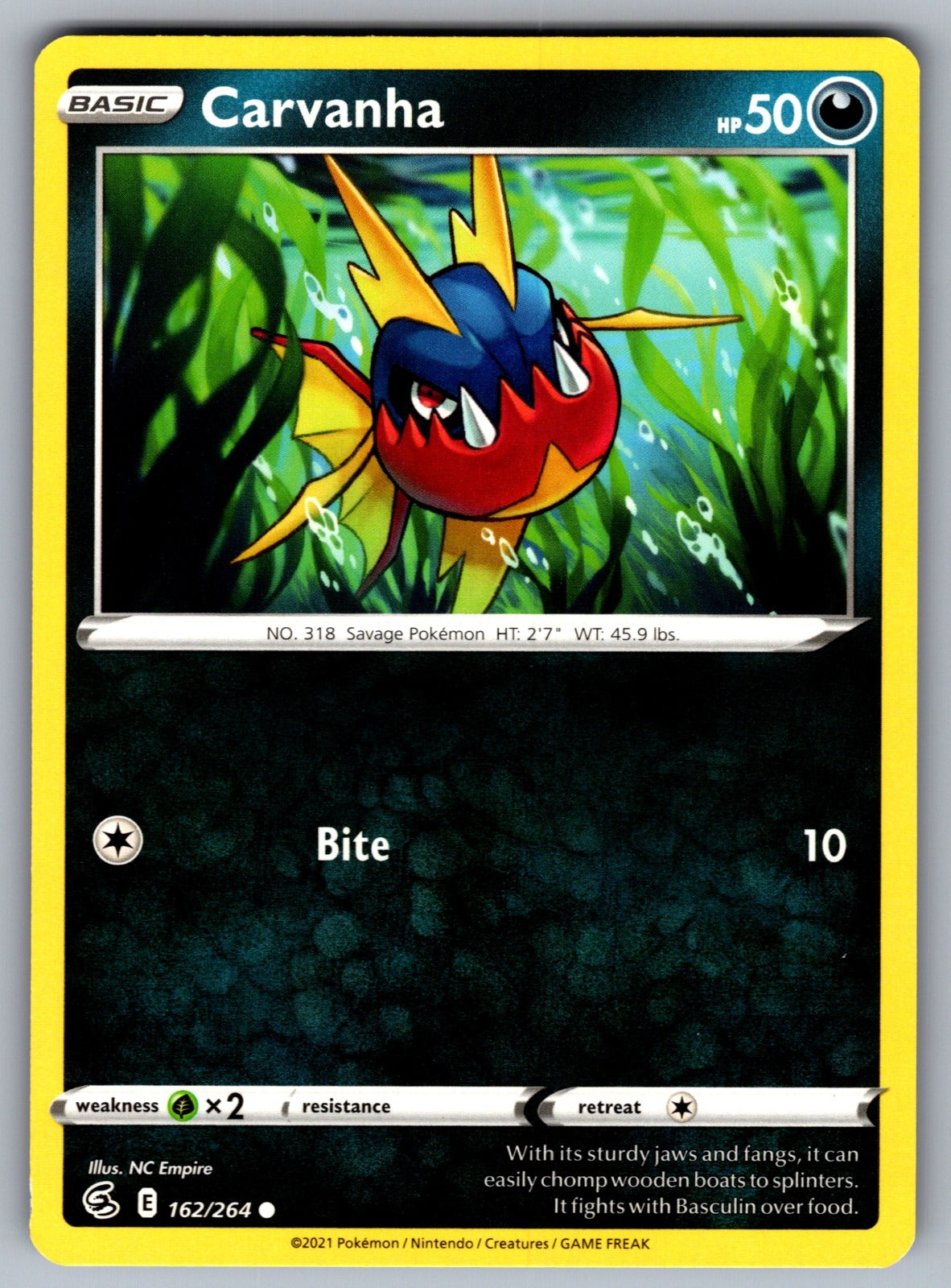 Carvanha Common SWSH08: Fusion Strike 162/264 NM 2021