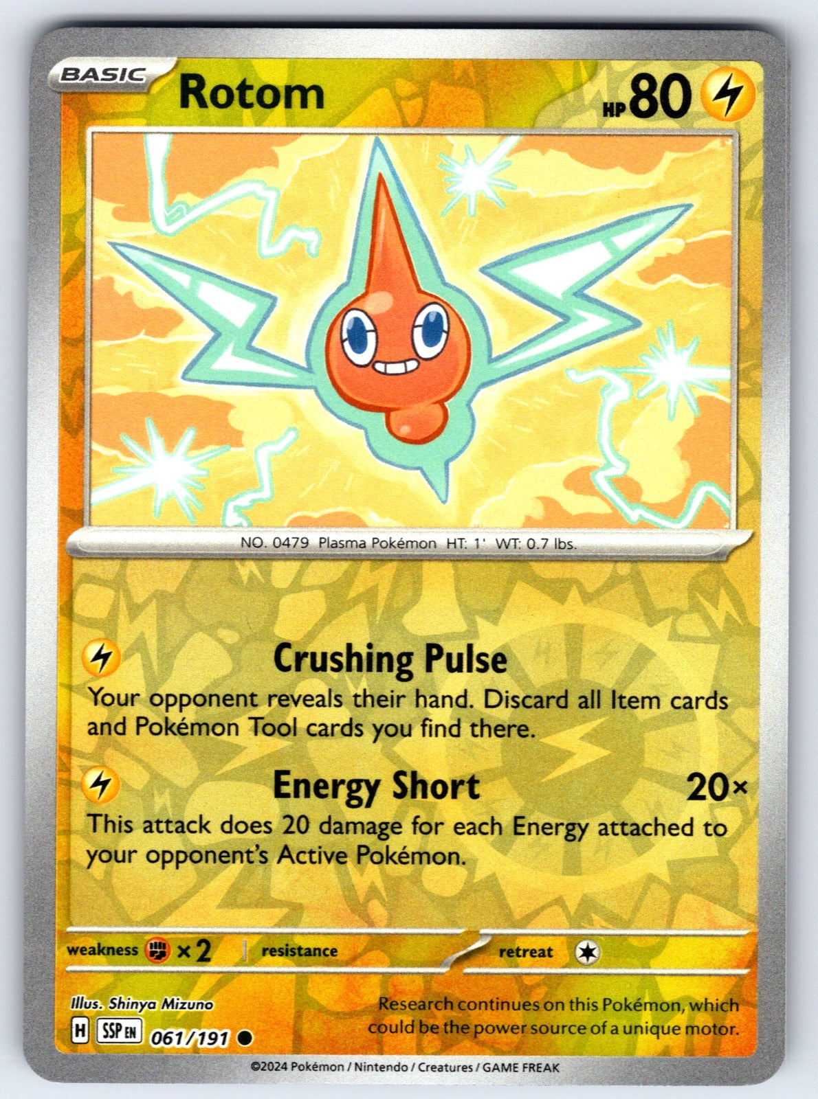 Rotom Reverse Holo Common SV08: Surging Sparks 061/191 NM 2024