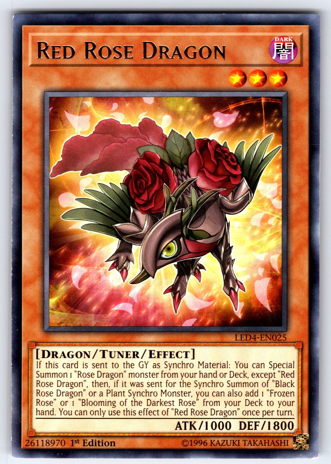 Red Rose Dragon 1st Edition Rare Legendary Duelists: Sisters of the Rose LED4-EN