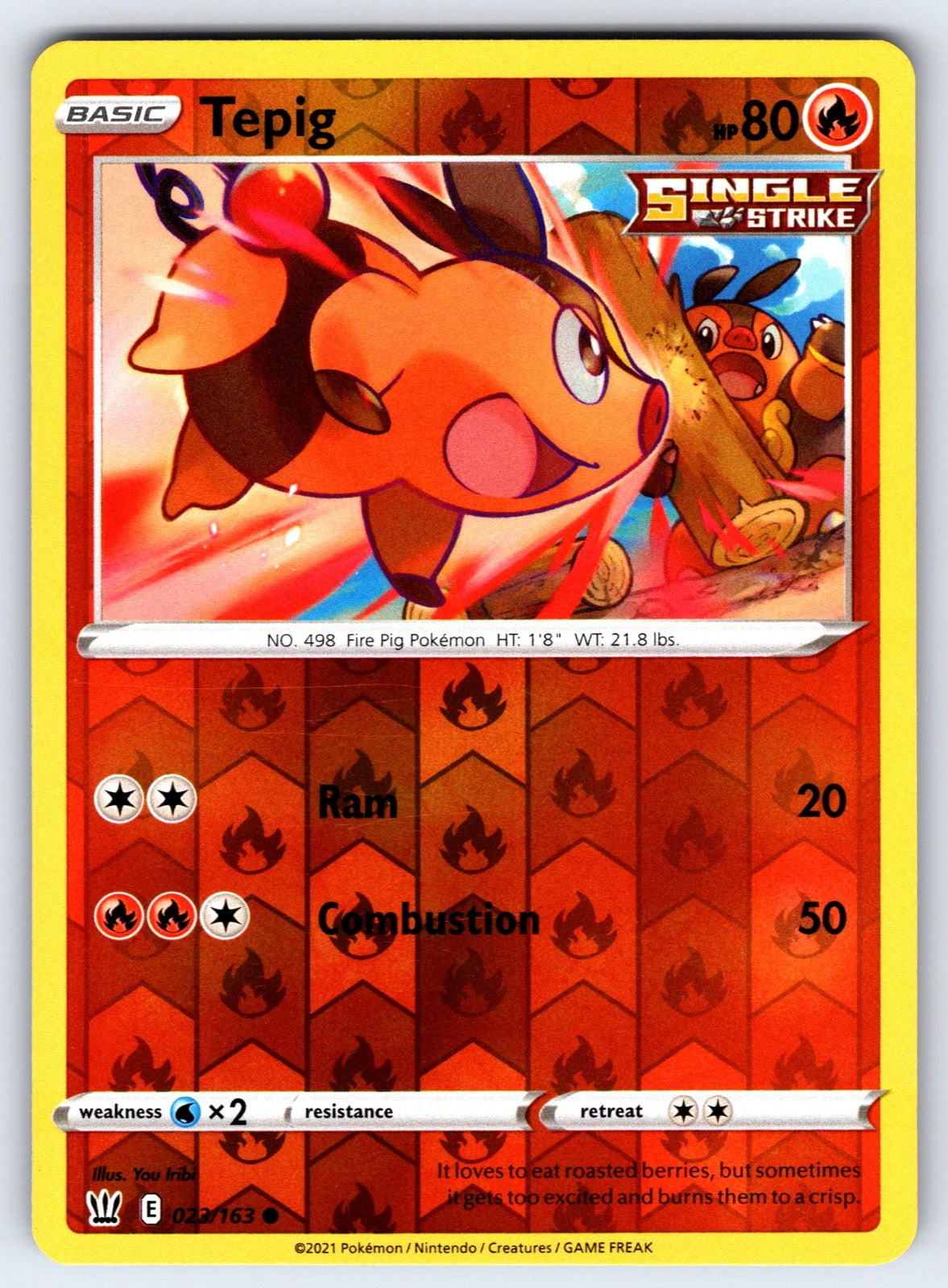 Tepig Reverse Holo Common SWSH05: Battle Styles 023/163 NM 2021