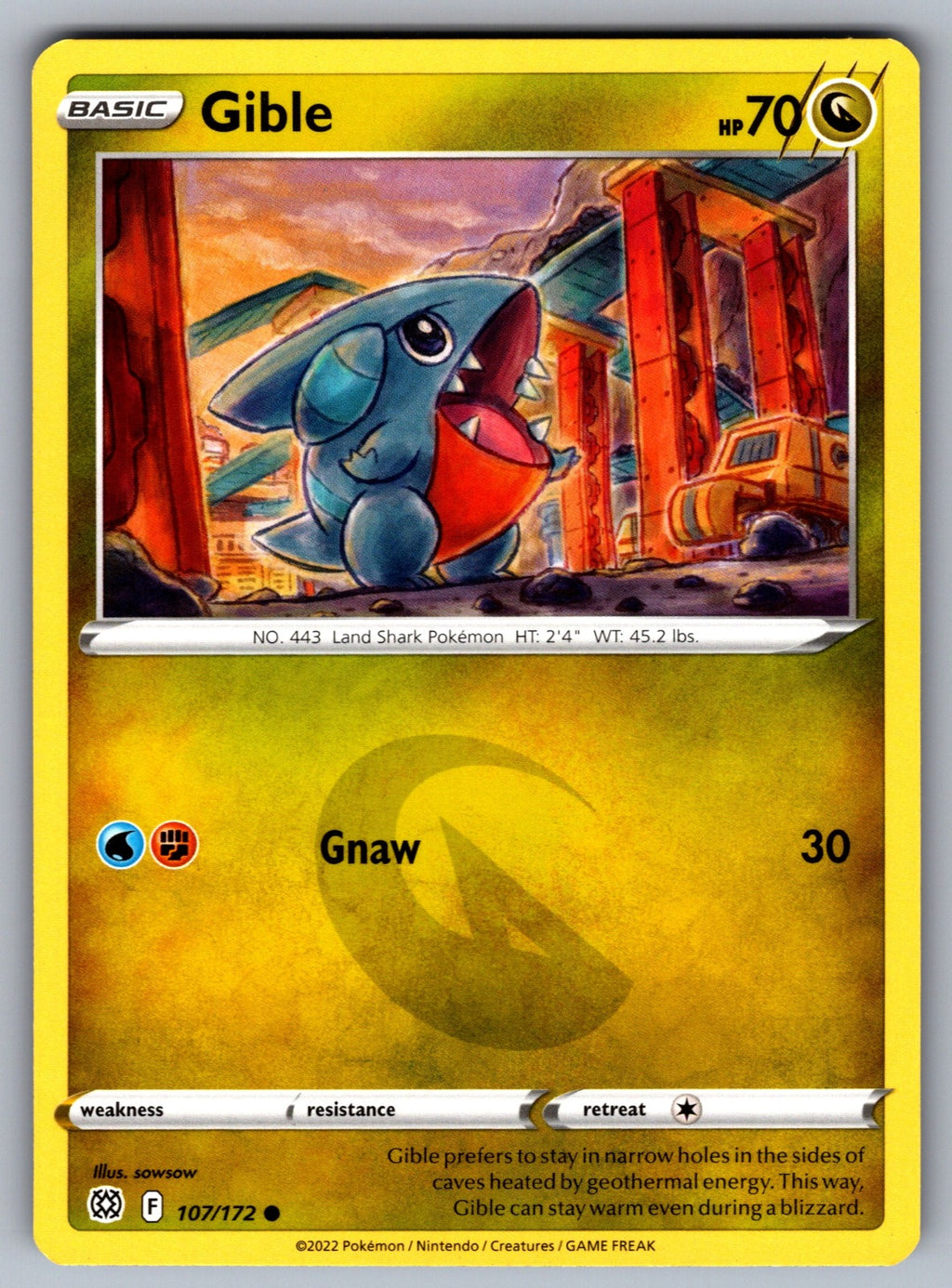 Gible Common SWSH09: Brilliant Stars 107/172 NM 2022