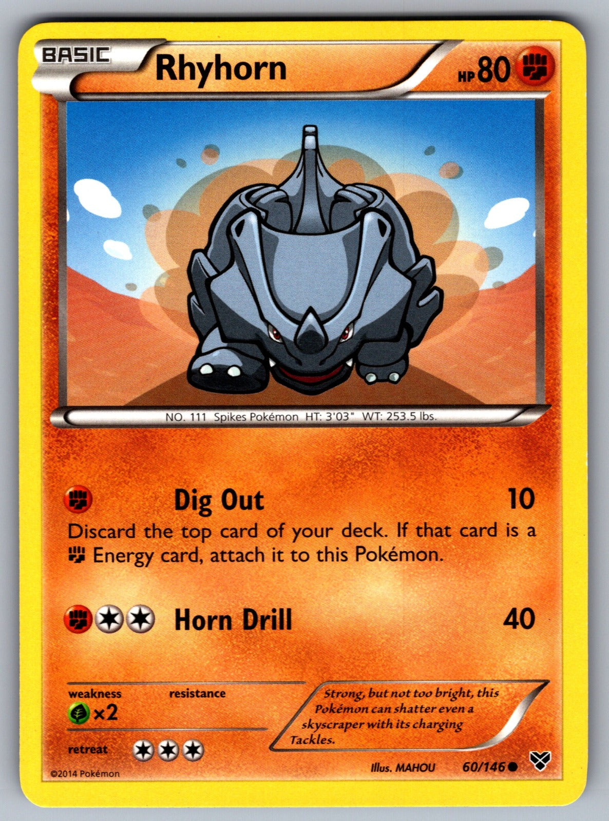Rhyhorn Common XY Base Set 60/146 LP 2014