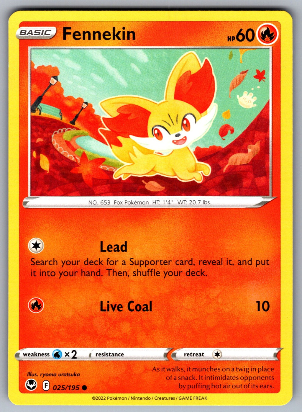 Fennekin Common SWSH12: Silver Tempest 025/195 NM 2022