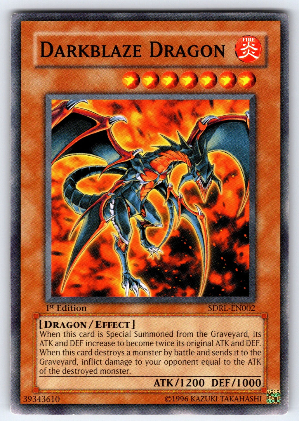 Darkblaze Dragon 1st Edition Common Structure Deck: Rise of the Dragon Lords SDR