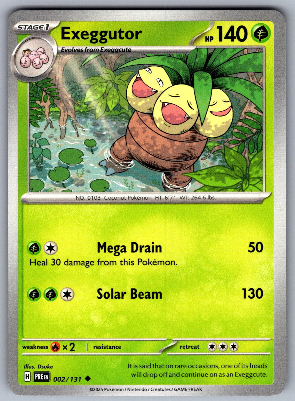 Exeggutor Uncommon SV: Prismatic Evolutions 002/131 NM 2025
