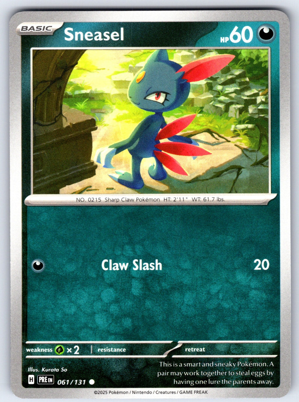 Sneasel Common SV: Prismatic Evolutions 061/131 NM 2025