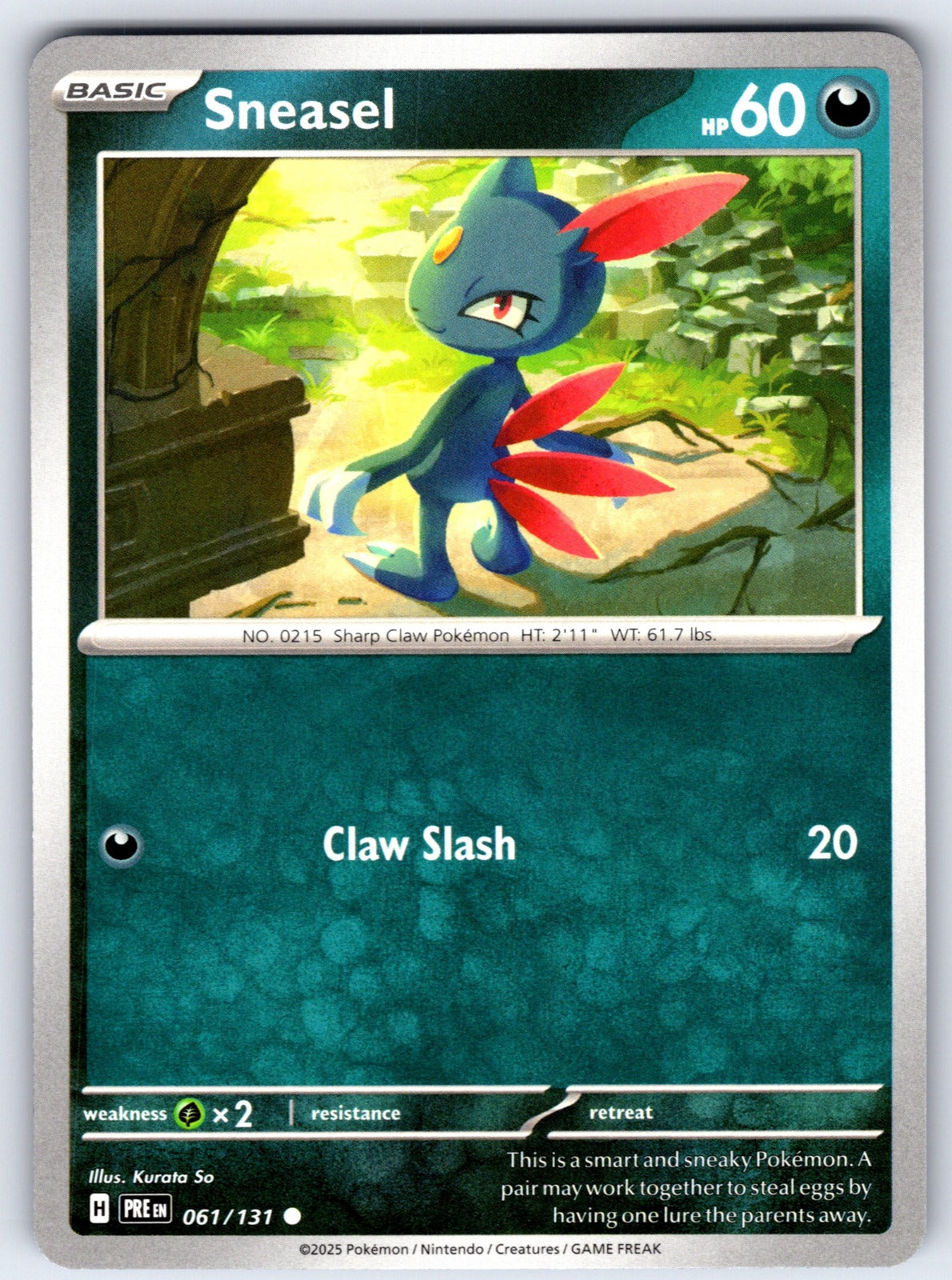 Sneasel Common SV: Prismatic Evolutions 061/131 NM 2025