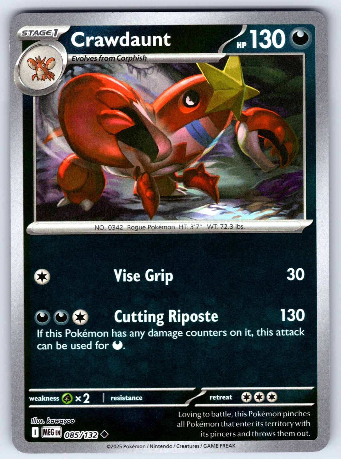 Crawdaunt Reverse Holo Uncommon ME01: Mega Evolution 085/132 NM 2025