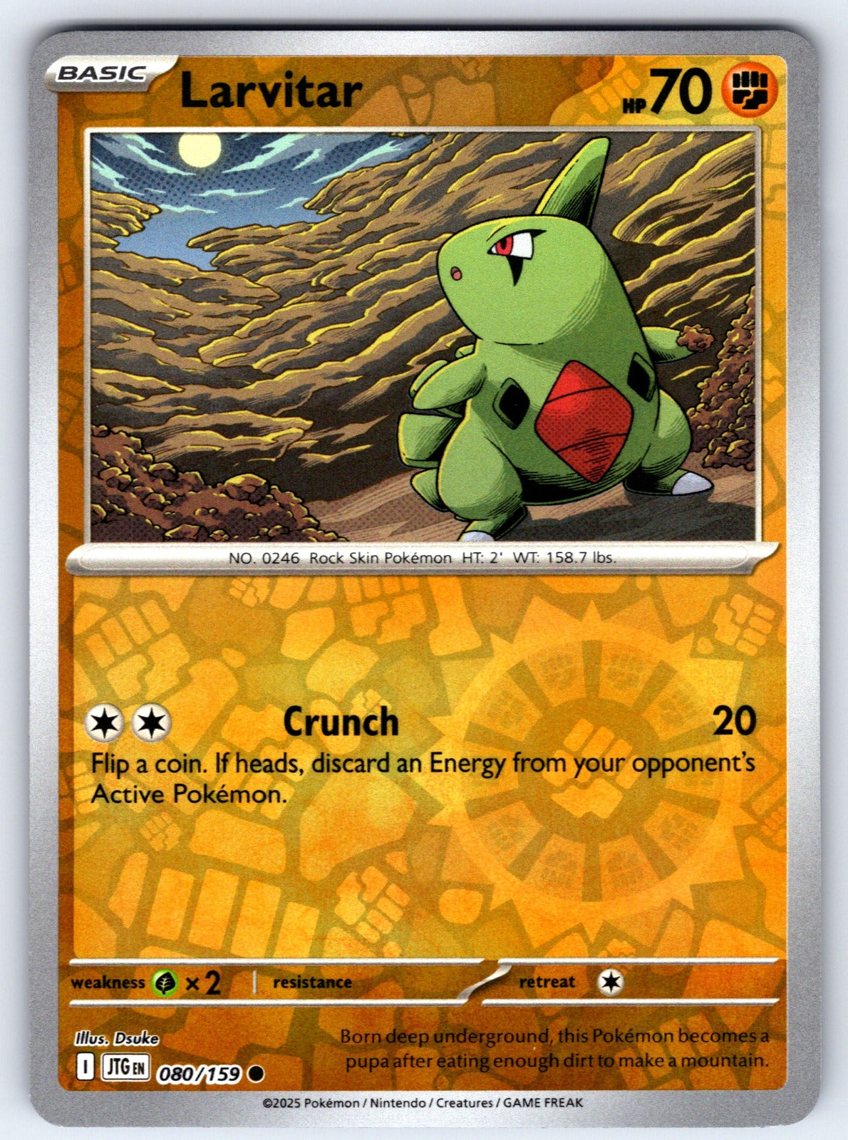 Larvitar Reverse Holo Common SV09: Journey Together 080/159 NM 2025