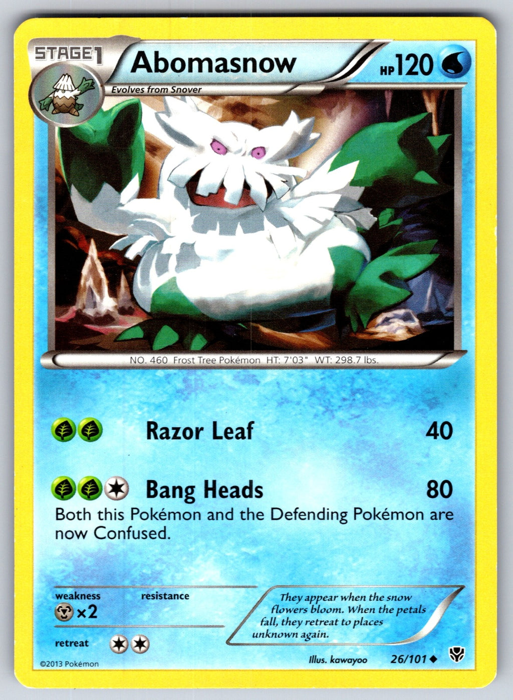 Abomasnow Uncommon Plasma Blast 26/101 LP 2013
