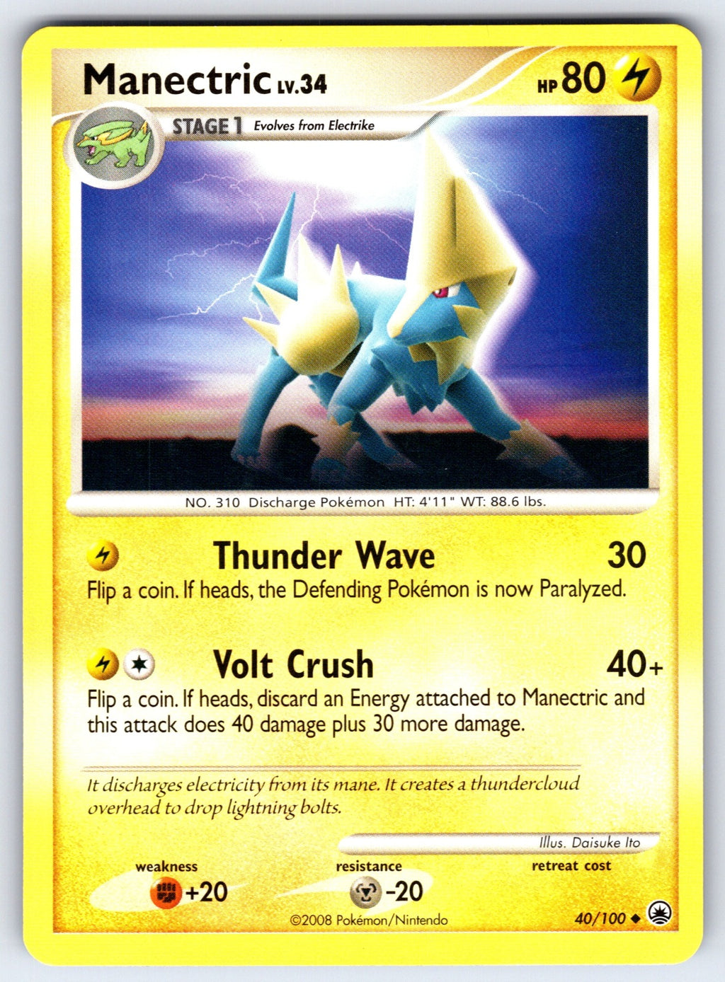 Manectric Uncommon Majestic Dawn 40/100 LP 2008