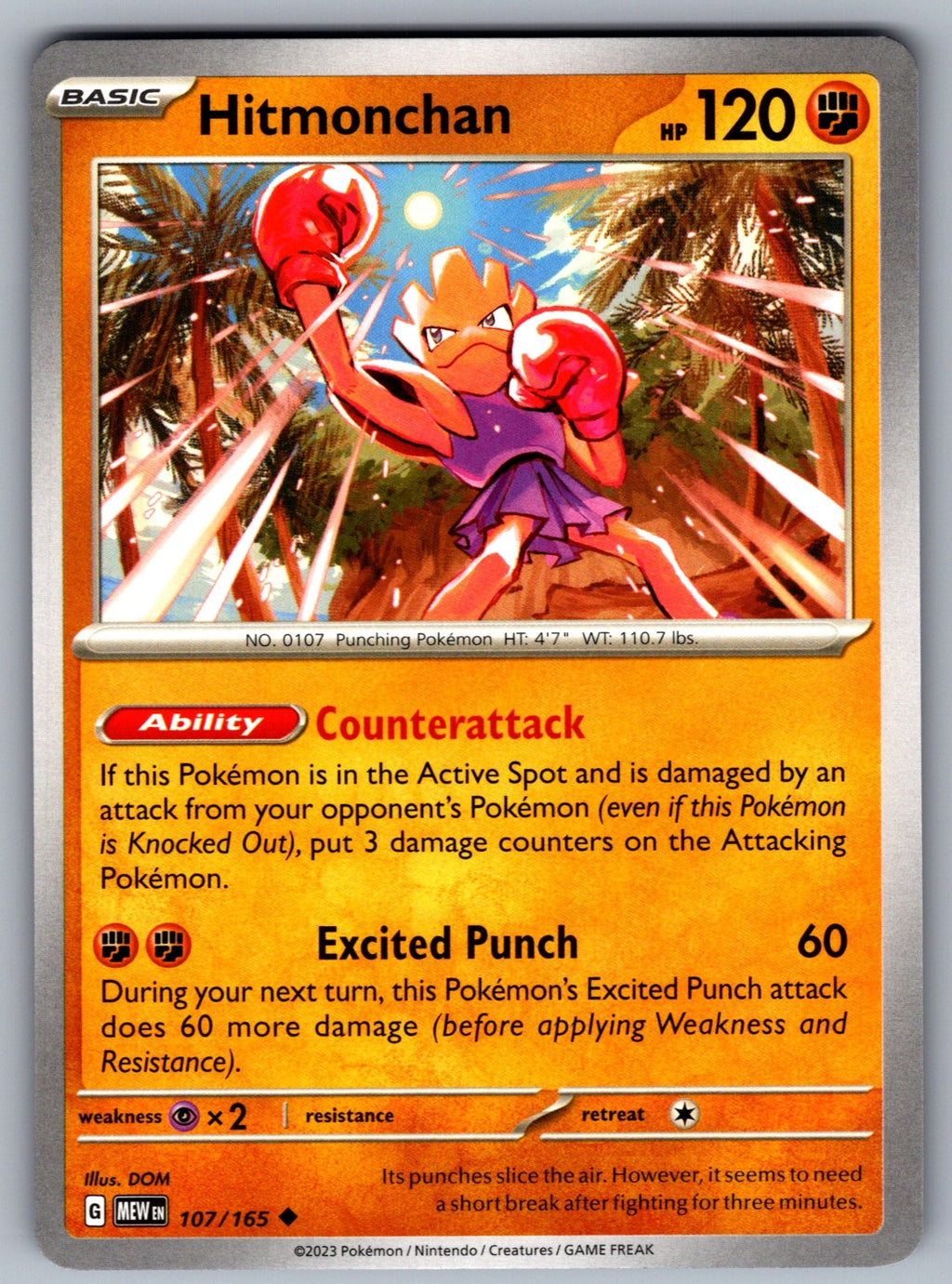 Hitmonchan Uncommon SV: Scarlet & Violet 151 107/165 NM 2023