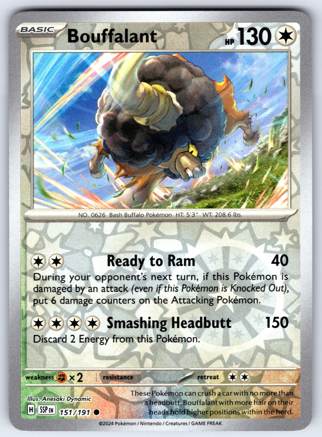 Bouffalant Reverse Holo Common SV08: Surging Sparks 151/191 NM 2024