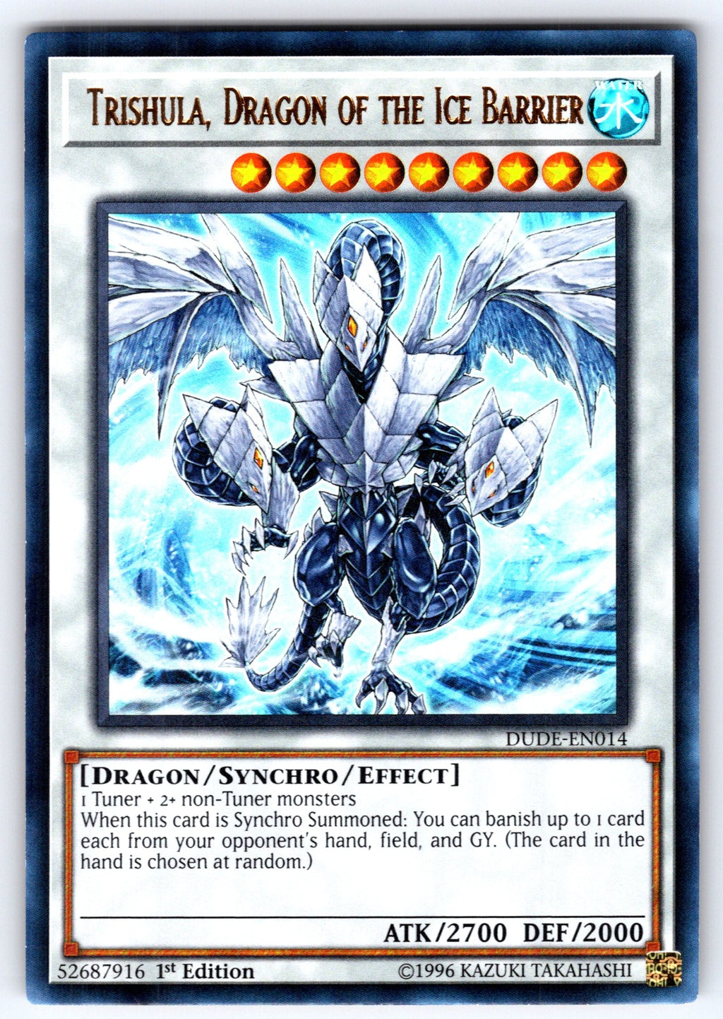 Trishula, Dragon of the Ice Barrier 1st Edition Ultra Rare Duelist Saga DUSA-EN0