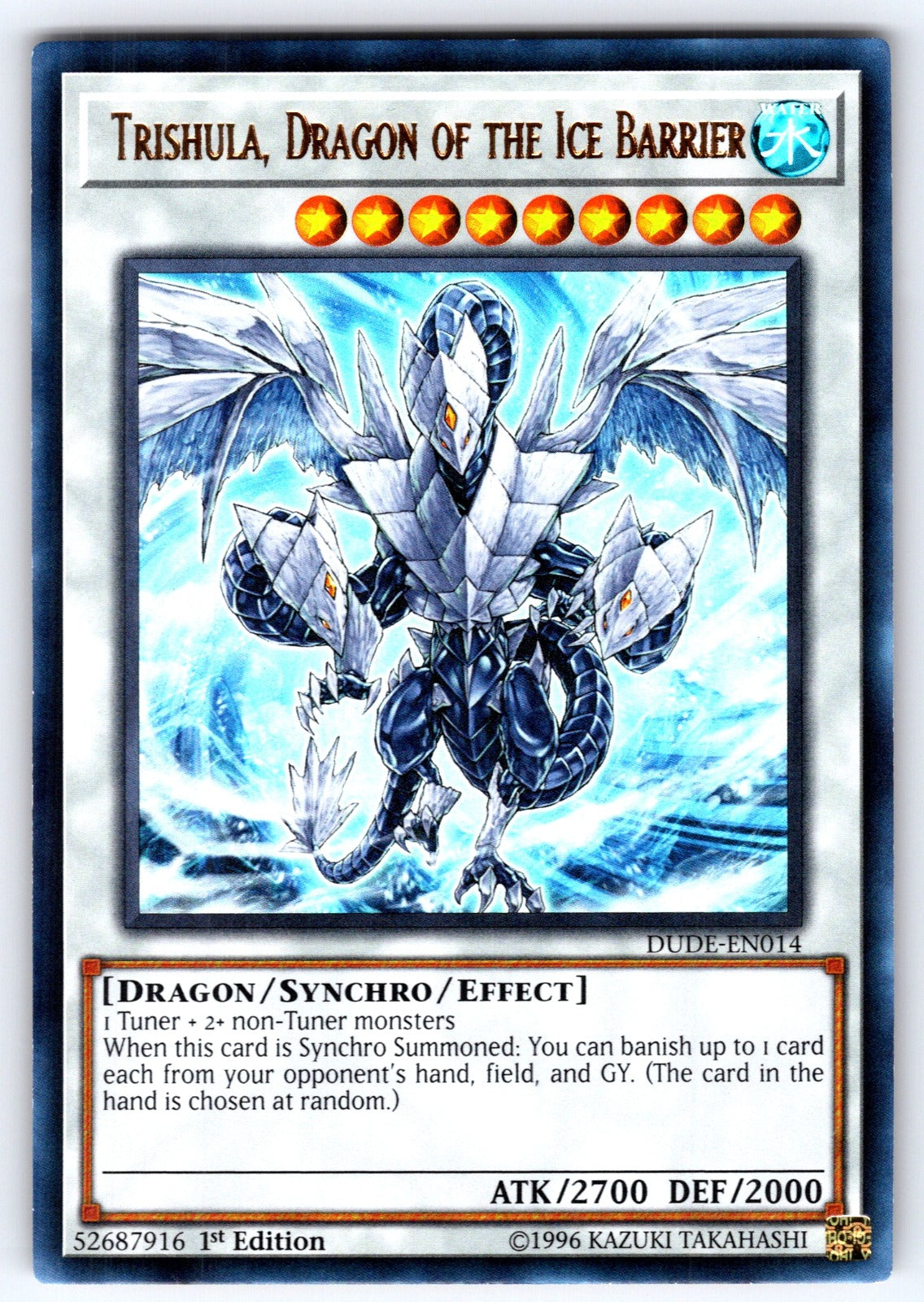 Trishula, Dragon of the Ice Barrier 1st Edition Ultra Rare Duelist Saga DUSA-EN0