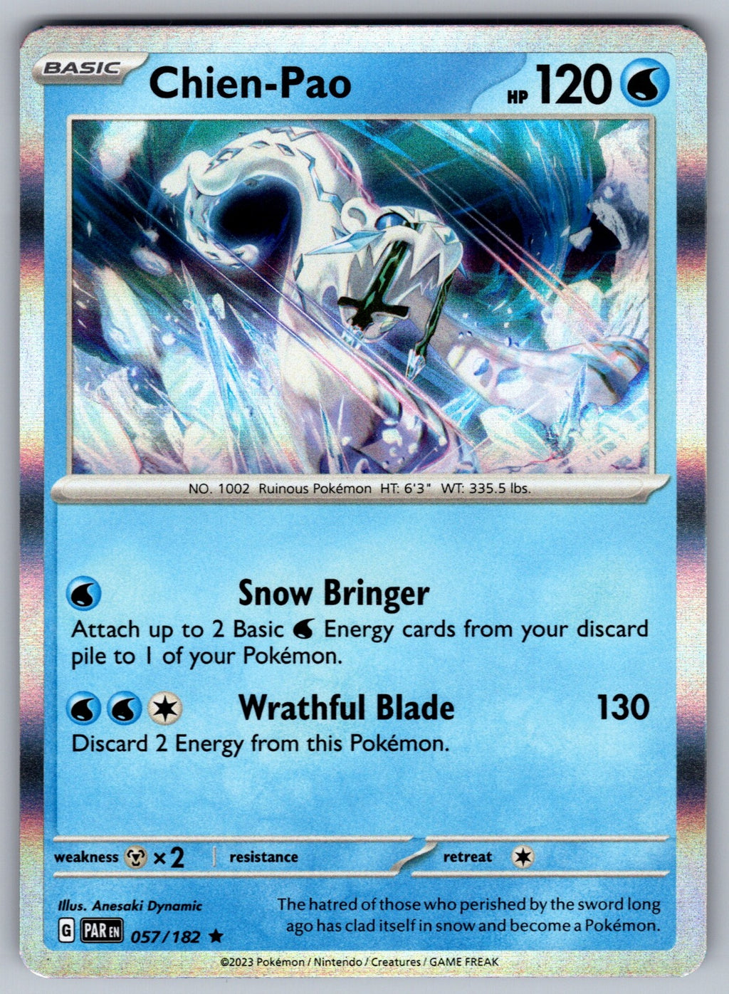 Chien-Pao Holo Rare SV04: Paradox Rift 057/182 NM 2023