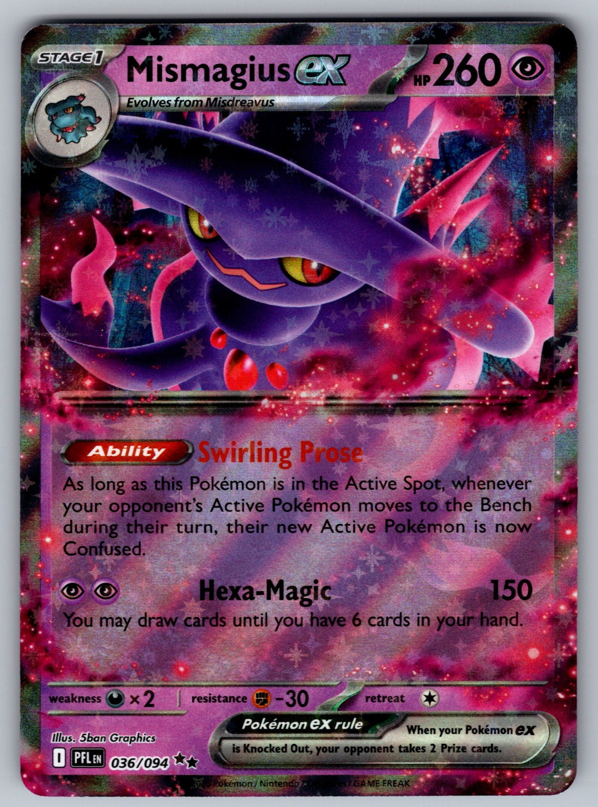 Mismagius ex Holo Double Rare ME02: Phantasmal Flames 036/094 NM 2025