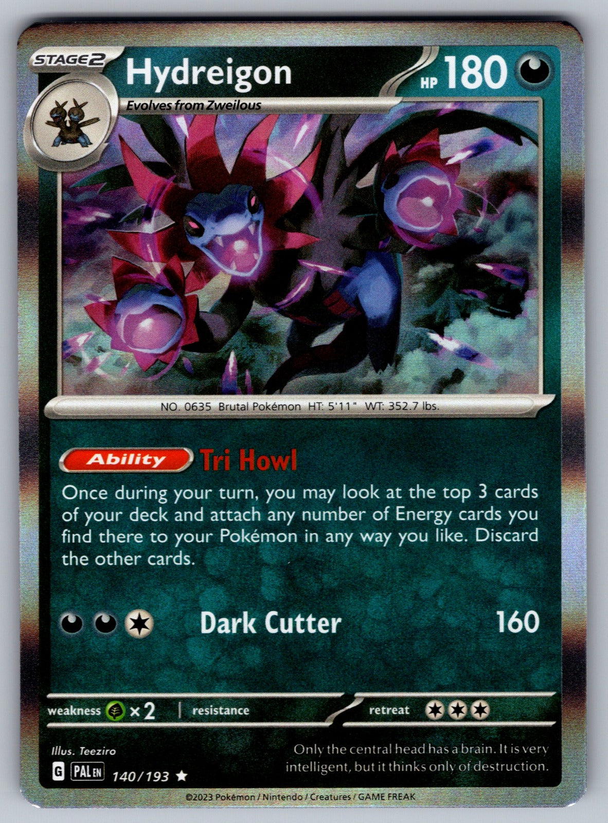 Hydreigon Holo Rare SV02: Paldea Evolved 140/193 NM 2023