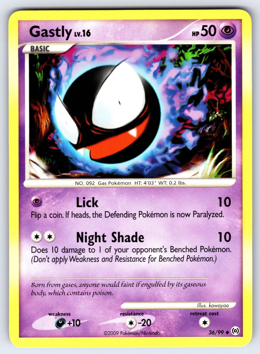 Gastly (36) Uncommon Arceus 36/99 LP 2009