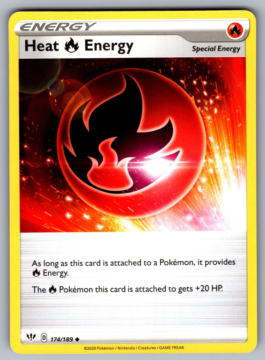 Heat R Energy Uncommon SWSH03: Darkness Ablaze 174/189 NM 2020
